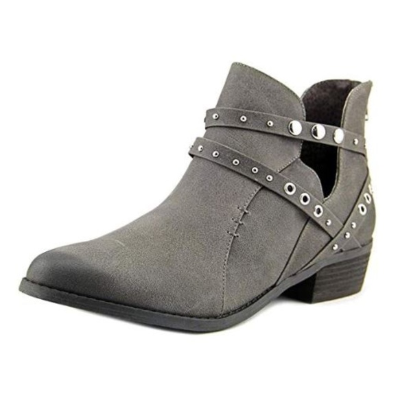 NIB Not Rated Takayama Gray Grommet Embellished Crisscross Flat Bootie, Size 6.5 - Picture 2 of 5